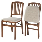 Meco Stakmore Fabric Upholstered Seat Folding Chair Set, Fruitwood (2 Pack). Fixed Price $149.99.