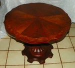 Burl Walnut Sunburst Inlaid Top Coffee / Center Lamp Table By Weiman (CT-60). Fixed Price $599.00.