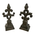 2 Cast Iron Pineapple Top Fleur-de-lis Cross Finial Home Shelf Garden Accents 7". Fixed Price $28.01.