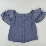 Parker Womens Xs Top Off Shoulder Ruffle Sleeve Striped Blue/white Cottage Core. Fixed Price $21.35.