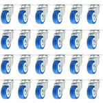 24 Pack Caster Swivel Plate On Blue Polyurethane Wheels 2" Size. Fixed Price $26.99.