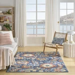 Nourison Home Aloha Blue Rose 36 X 56 Area Rug - Easy Clean Non Shedding Bed. Fixed Price $69.30.