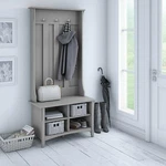 Rustic Gray Wooden Hall Tree Coat Rack Hat Hooks Storage Stand Entryway Bench. Fixed Price $273.90.