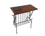 Vintage Mid Century Modern Magazine Newspaper Basket Side Table Tile Teak Van. Fixed Price $306.00.