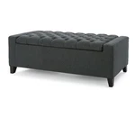 Benjara Storage Ottoman Bench- Dark Gray Fabric- Tufted Top- 51 Inch. Fixed Price $260.34.