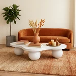 46'' Cloud Coffee Table White Modern Furniture With 3 Ball Legs For Living. Fixed Price $288.00.
