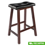 Wood Saddle Stool 24IN Counter Height Padded Seat Perfect Kitchen Bar Game Room. Fixed Price $48.34.
