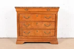 Thomasville French Louis Philippe Burl Wood Marble Top Four-drawer Dresser Chest. Fixed Price $2595.00.