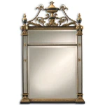 Maitland-smith Canova Empire Beveled Mirror: Giltwood & Metal, Carved Urn Swag. Fixed Price $1625.00.