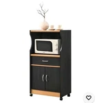 Hodedah Microwave Contemporary Wooden Kitchen Cart Black-beige Finish. Fixed Price $134.44.