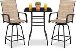 3 Piece Outdoor Patio Swivel Bar Stools Set, High Top Table With 2 Textilene Fab. Fixed Price $281.99.