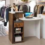 Front Reception Counter Desk W/ 3-POSITION Adjustable Shelf & 2-TIER Open. Fixed Price $74.99.