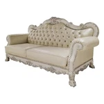 Acme Furniture Dresden Upholstered Faux Leather Sofa With 4 Pillows In White. Fixed Price $2008.12.