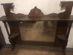 Antique English Arts And Crafts Mission Solid Oak Bevelled Mirror With Cut Outs. Fixed Price $99.00.