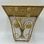 Hollywood Regency Leaves Design Gold Metal Wall Hanging Console 1970S. Fixed Price $29.95.