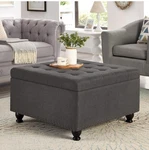 Christopher Knight Home Perlat Linen Storage Ottoman With Button Tufted. Fixed Price $181.73.