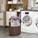Costway Corner Bamboo Hamper Laundry Basket Washing Cloth Bin Storage Bag Brown. Fixed Price $34.99.
