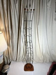 Vintage Atlantic Wave Cd Tower Rack Wood Base Wire 110 Disc Storage 51. Fixed Price $74.95.