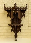Unique Wall Shelf, Handcarved Moroccan Mother Of Pearl Wood Hanging. Fixed Price $999.00.