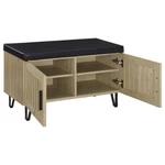 White Oak Shoe Black Faux Leather Storage Bench Cabinet Furniture. Fixed Price $299.00.