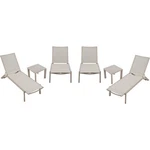 Global Industrial Outdoor Set 2 Aluminum Slatted Side 4 Chaise. Fixed Price $1595.76.