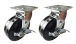 2 Heavy Duty Caster Set 4" 5" 6" 8" Phenolic Wheel Rigid Swivel Brake Total Lock. Fixed Price $76.28.