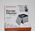 Atlantic Storage Ottoman 17X17 Square Light Grey Gray Small With Feet 67336042. Fixed Price $70.00.