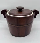 Antique Primitive Porcelain Lined Biscuit/tobacco Jar/ice Bucket Wooden Barrel. Fixed Price $44.95.