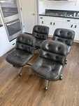 Knoll Executive Chairs Charles Pollock Black Leather - Stamped 1984 Set Of. Fixed Price $1500.00.