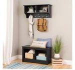 Prepac Coat Rack With Shelf, Wall Hooks, Wood Entryway Hanger, B. Fixed Price $40.00.