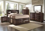 New Brown Storage Queen King 5PC Bedroom Set Dark Cherry Furniture Bed/d/m/n/c. Fixed Price $2299.99.