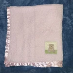 Bean Sprout Pink Satin Sherpa Baby Blanket Embroidered Bear Lovey Fleece. Fixed Price $50.00.