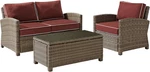 Bradenton 3-PIECE Wicker Patio Loveseat Set With Vibrant Sangria Cushions. Fixed Price $1948.99.