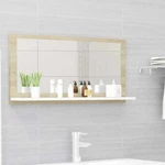 Vidaxl Bathroom Mirror White And Sonoma Oak 31.5"X4.1"X14.6" Engineered Wood. Fixed Price $94.69.
