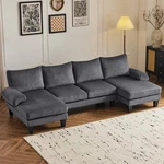 U-shape Sectional Sofa Set With Corduroy Fabric Home Furniture Reception Room. Fixed Price $279.99.