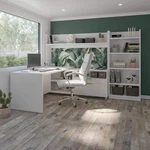 Bestar Pro-linea L-shaped Home Office Desk With Bookcase White. Fixed Price $2588.52.
