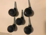 Set Of 5 Twin 1-1/2" Wheel Swivel Furniture Casters Tall Type Grip Ring Stem. Fixed Price $6.99.