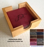 Customized Personalized Leatherette Coaster Set (6 Pcs. 4X4 Rose) W/wo Holder. Fixed Price $19.99.