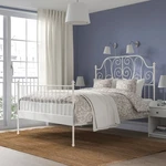 Ikea Leirvik Metal Bed Frame White Elegant Scroll Design Queen Size. Fixed Price $250.00.