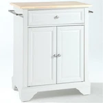 Crosley Furniture Lafayette Natural Wood Top Portable Kitchen Island In White. Fixed Price $345.99.