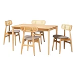 Baxton Studio Tarana Grey Fabric And Natural Oak Wood 5-PIECE Dining Set. Fixed Price $615.58.