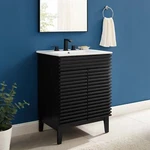 Modway Render Mid-century Bathroom Vanity With Sink Black White. Fixed Price $337.25.