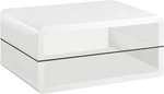 Elana Rectangular Coffee Table With Storage Shelf White High-gloss Finish. Fixed Price $469.99.