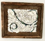 Handmade Textured White Clay Wall Art Natural Stones. Real Barn Wood Frame. Fixed Price $150.00.