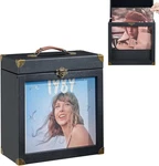 Vinyl Record Storage, Solid Wood Box With Display Window Fits Stand. Fixed Price $69.99.