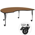 Flash Mobile 48"WX72"L Kidney Shaped Activity Table W/oak, Preschool Legs. Fixed Price $464.99.