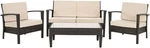 Stylish 4-PIECE Wicker Patio Set In Brown And Beige With Grey Cushions. Fixed Price $857.99.