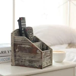 3-SLOT Rustic Torched Wood Remote Control Caddy/media Organizer/office Holder. Fixed Price $24.99.