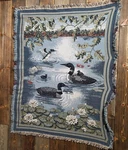 Vintage Goodwin Weavers Loon Print Throw Blanket 48" X62" Made Usa. Fixed Price $125.00.