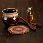 Trivet Ginger Spice Jute Primitive 8IN Braided Striped Table Decor Vhc Brands. Fixed Price $5.95.